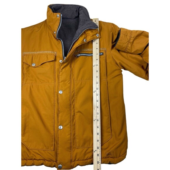 REI Men's Small Reversible Insulated Jacket Yellow/Gray Full Zip Outdoor Hiking - Picture 8 of 12